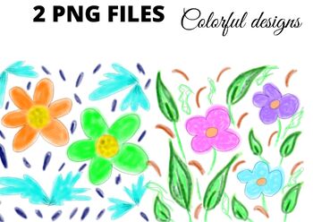 Preview of Colorful flower watercolor clipart png