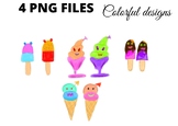 Colorful ice cream cones Popsicles cup clipart png