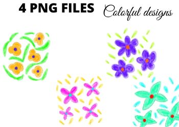 Preview of Colorful loose flower png clipart watercolor digital art