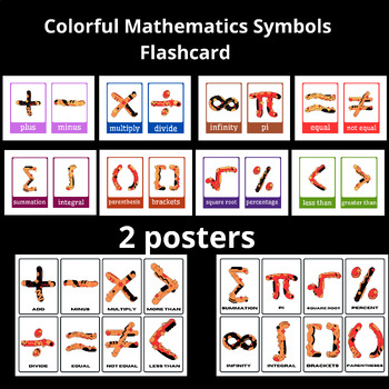 Preview of Colorful mathematics symbols flashcard, math classroom decor,,Fun Math Symbols,