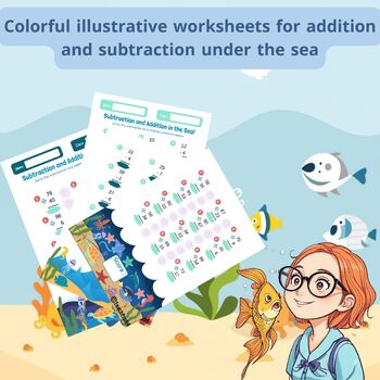 Preview of Colorful sheets for addition and subtraction Under the Sea