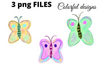 Preview of Colorful watercolor butterfly clipart png