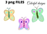 Colorful watercolor butterfly clipart png
