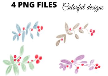 Preview of Colorful watercolor floral leaf clipart 4 PNG sublimation