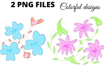 Preview of Colorful watercolor floral png
