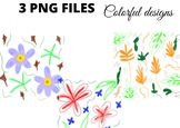 Colorful watercolor leaf floral png clipart