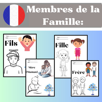 Preview of Membres de la famille : Cartes Flash avec images et pages à colorier