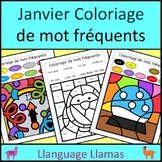 Coloriage de mot fréquents Janvier / French Color by Sight