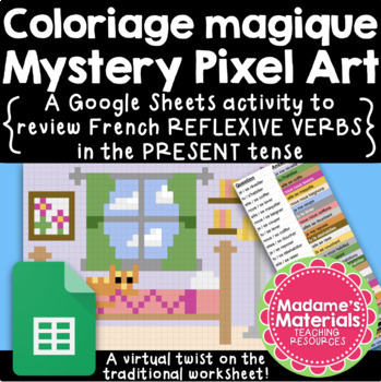 Preview of Coloriage magique Magic Pixel Art: French Present Tense Reflexive verb review