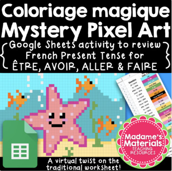 Preview of Coloriage magique Magic Pixel Art: French Present Tense Être Avoir Aller & Faire