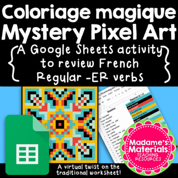 Preview of Coloriage magique Magic Pixel Art:  French Regular ER verbs au présent