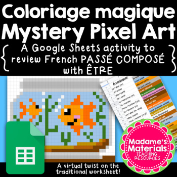 Preview of Coloriage magique Magic Pixel Art:  French verbs au passé composé with ÊTRE 