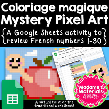 Preview of Coloriage magique Mystery Magic Pixel Art: French Numbers 1-30 - Chiffres 1-30