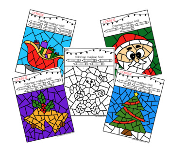 Preview of Coloriages magiques - Noël - Christmas coloring pages (french)