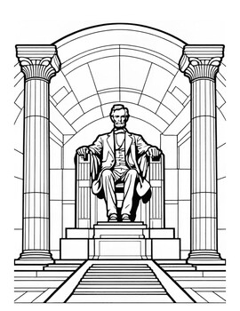 Preview of Coloring Abraham Lincoln History Literature Art President's Day Lincoln Memorial