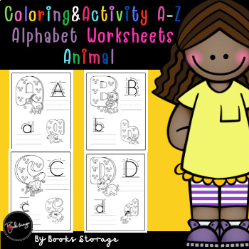 Coloring & Activity A-Z Alphabet Worksheets Animals. by Books Storage