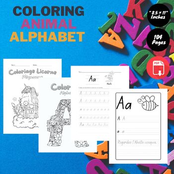 Coloring Animal Alphabet Handwriting Practice | Writing Letters Tracing