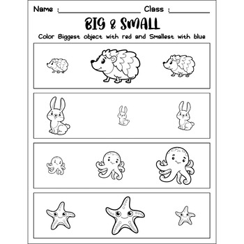 Big and Small Worksheets  Preschool worksheets, Math coloring, Preschool  counting worksheets