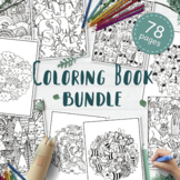 Coloring Book Bundle, Printable Coloring Pages Pdf for Adu