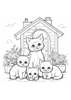 Coloring Book Cat Family by Madoo many book shops | TPT