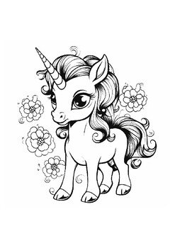 Coloring Book Cute Magical Unicorn by Madoo many book shops | TPT