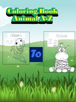Preview of Coloring Book For kids with picture animals A to Z