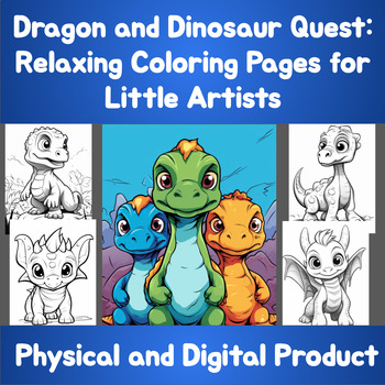 Preview of Coloring Book Pages | Dragon & Dinosaur Quest | Calm & Relaxing | Mental Health