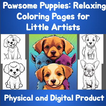 Preview of Coloring Book Pages | Pawsome Puppies | Calming and Relaxing | Mental Wellness