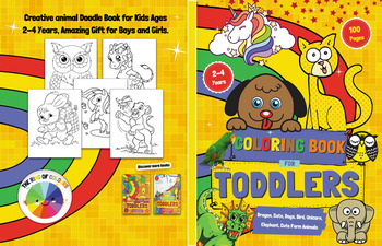 Preview of Coloring Book for Toddlers 2-4 Years Dragon, Cats, Dogs, Bird, Unicorn, Elephant
