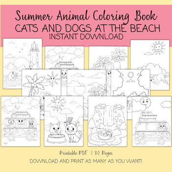 Preview of Coloring Book of Animals at the Beach for Kids