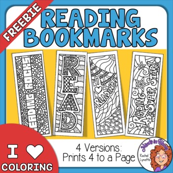 reading bookmarks to color free by rachel lynette tpt