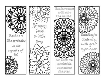 8 Coloring Bookmarks - Mandala Illustrations - Quotes by Activities and ...