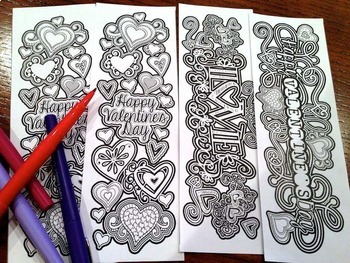 BEST VALUE 120 Valentines Bookmarks Coloring Pages: Instant Download Coloring  Book for Kids and Adult Valentines Bookmarks to Color 