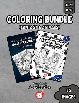 Preview of Coloring Bundle: Animals of the World/Fantastical Images, Junior/Intermediate
