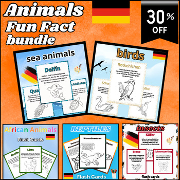 Preview of Coloring Bundle Of Sea,Farm,Insects,African Animals, Fun Fucts, In German