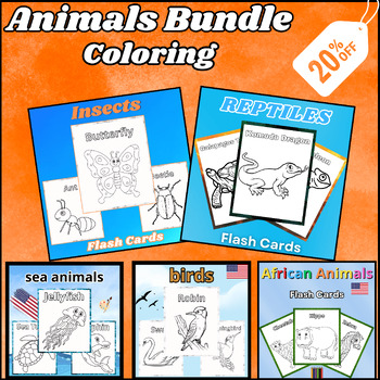 Preview of Coloring Bundle Of Sea,Farm,Insects,Birds & African Animals for Kids, Worksheet.