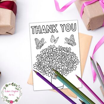 Coloring DIY Thank You Cards for Any Occasion Flowers Teacher Appreciation