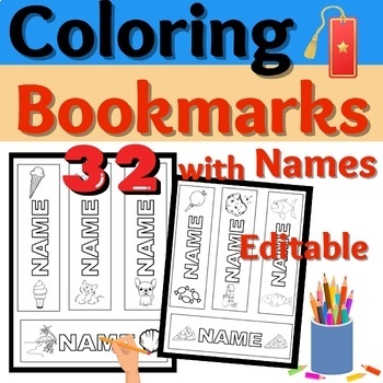 Preview of Coloring Doodle Bookmarks Add Name Editable Resource End of School