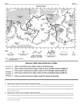 Preview of Coloring Earth Science Reference Tables - Tectonic Plates