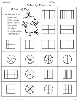 coloring fractions by not your mothers math class tpt