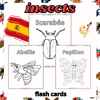 Preview of Coloring Insects For Kids, Flash Cards, Printables, SpanishLanguage.