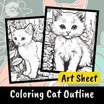 Preview of Kitten Coloring Page/Kitten Coloring Book for kids(No Prep)