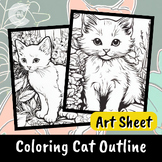 Kitten Coloring Page/Kitten Coloring Book for kids(No Prep)