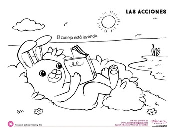 action verbs coloring pages spanish by monarca language tpt