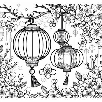 Preview of Coloring Page: Blooming Lunar New Year