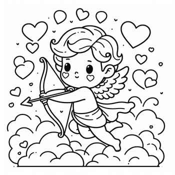Preview of Coloring Page: Cupid on Valentine Day