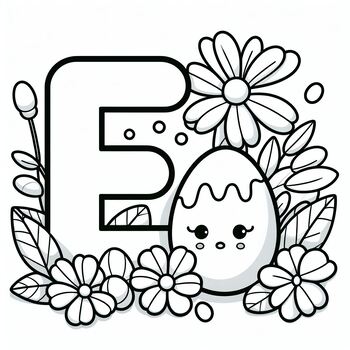 Preview of Coloring Page: E as an Egg- Easter