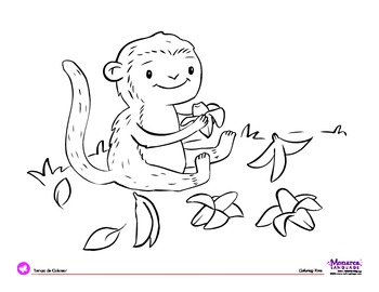 Preview of Coloring Page: Jungle Animals: Monkey & Bananas