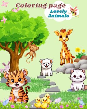 Preview of Coloring Page - Lovely Animals