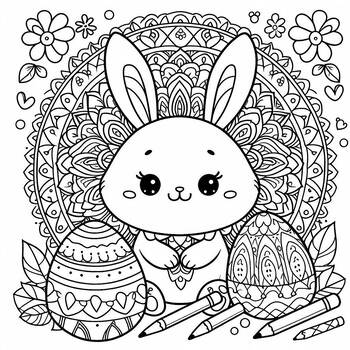 Preview of Coloring Page: Mandala Bunny for Easter